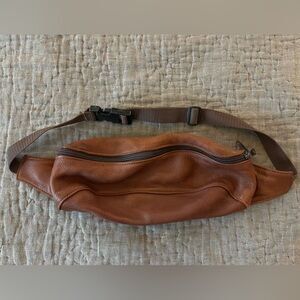 Vintage Raven Works Ohio Cognac Brown Leather Deerskin Belt Bag Fanny Pack Soft